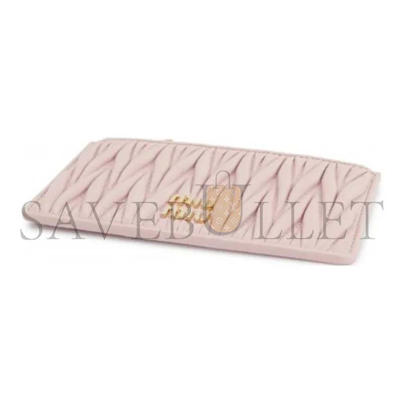 M1v M1v matelassÉ zippered solid color logo leather wallet 5mb006-2fpp (15*8cm)